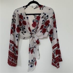 LF Floral Wrap Top